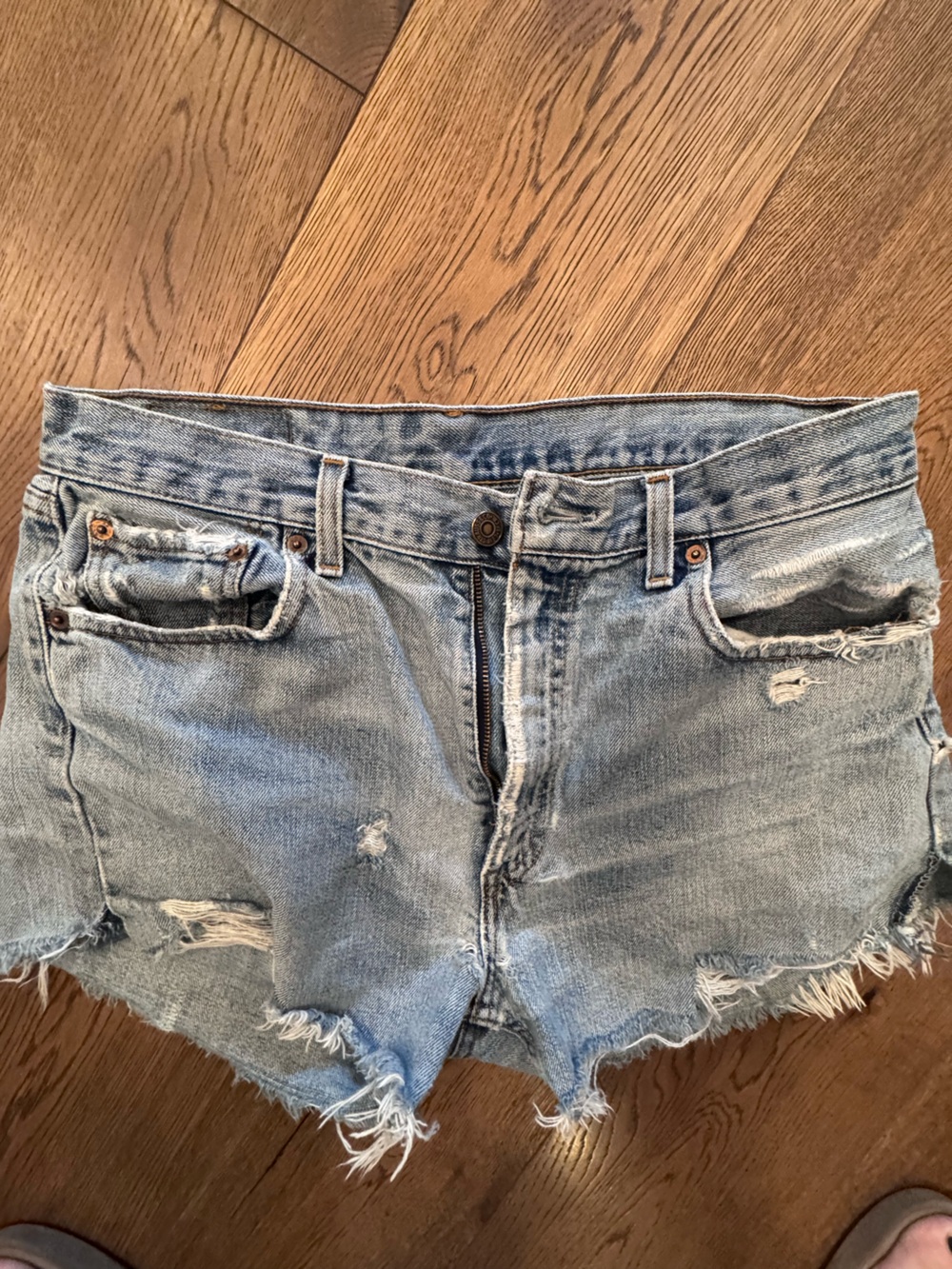 Levi's Light Blue Distressed Cut off shorts